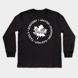 Fall Circle With Maple Leaf White Kids Long Sleeve T-Shirt